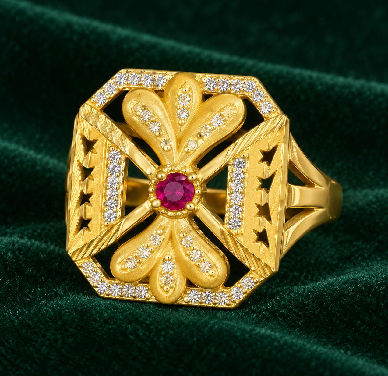 ZERIZEST Five-Petal Flower Ring