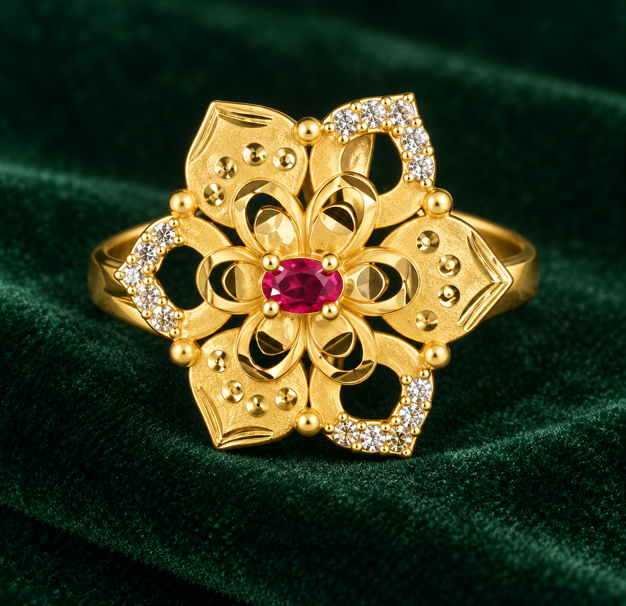 ZERIZEST Layered Floral Ring