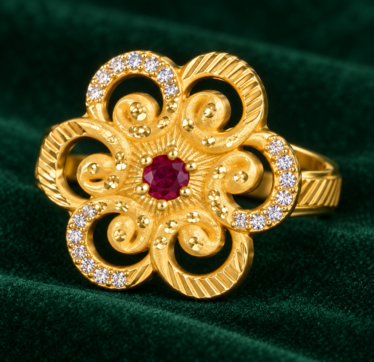 ZERIZEST Scroll Flower Ring