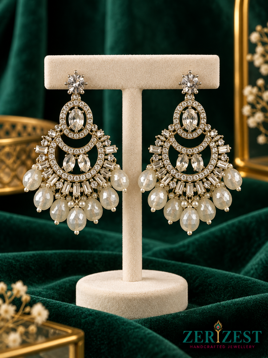 ZERIZEST Clear Crystal Bead Chandelier Earrings