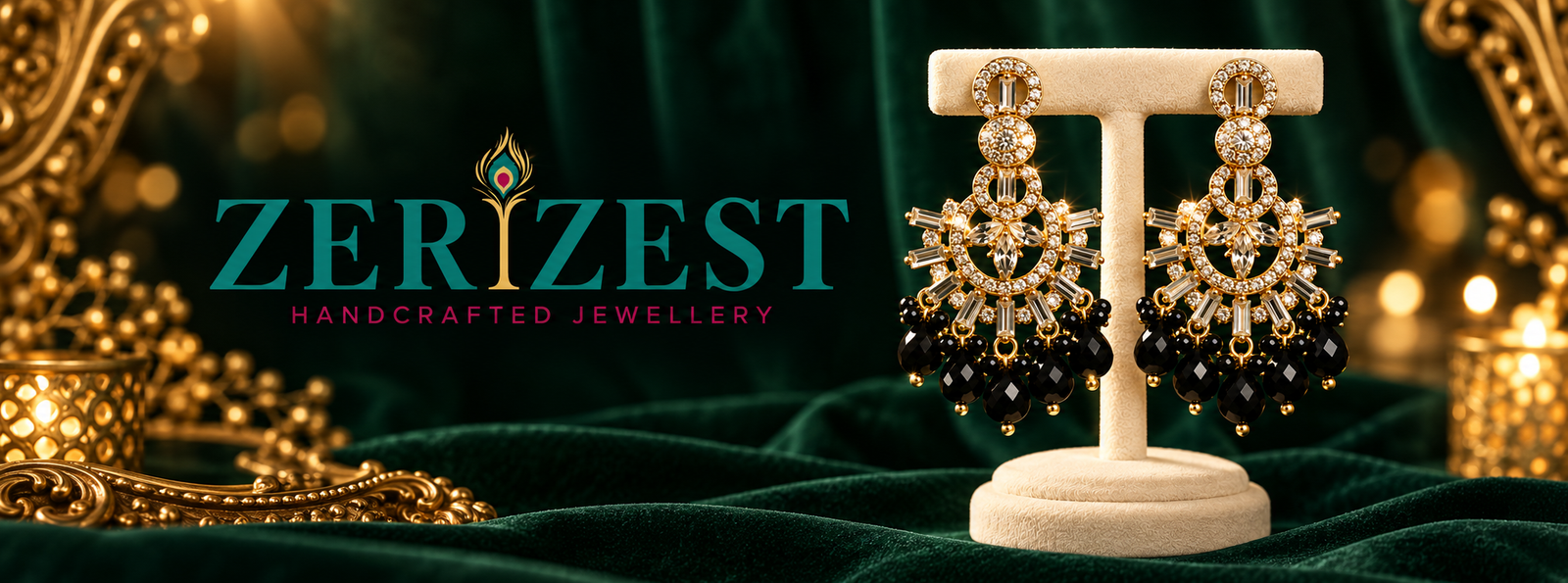 ZeriZest branded wholesale lookbook of black bead earrings