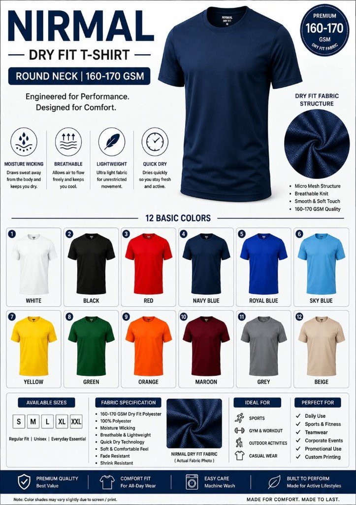 Nirmal Dry Fit Round Neck T-Shirt